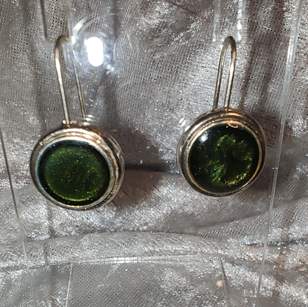 Vintage Kenneth Cole Pierced Green Enameled Earrings